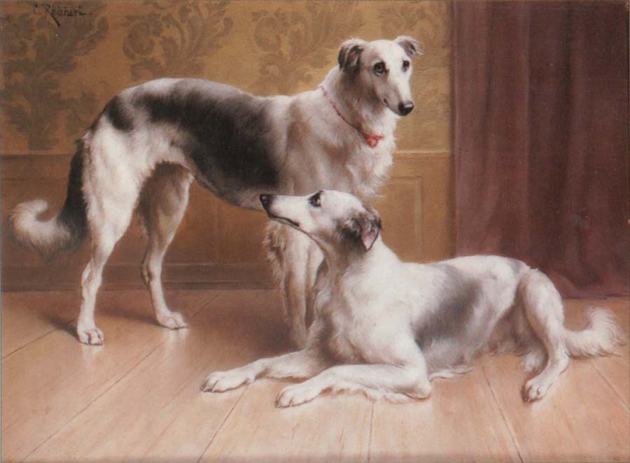 Carl Reichert Hounds in an Interior